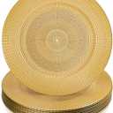 Hiceeden 12 Pack Gold Charger Plates for Dinner Plates, 13" Round Plastic Chain Shaped Charger Service Plates, Decorative Chargers Bulk for Table Setting, Wedding, Party, Event