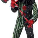 Boy's Crazy Eyed Clown Child Costume (XL (size 12-14), Black/Green)