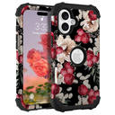 PIXIU Unique Flower Pattern Compatible with iPhone 16 6.1 inch case, Heavy Duty Dual Layer Shockproof Full-Body Protective Sturdy Hybrid Cute Rugged Case for Women,Girls,Kids