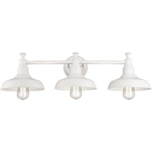 Design House 579656 Kimball Industrial Farmhouse 3-Light Indoor Bathroom Vanity Light with Metal Shades for Over the Mirror, Antique White