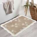 Scalloped Floral Entryway Rug, 2x3 Soft Non-Slip Indoor Door Mat Ultra Thin Washable Kitchen Rug, Vintage Farmhouse Small Low-Pile Throw Rug for Entrance Bathroom Bedroom