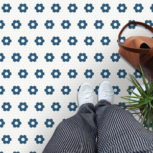 MORCART 20 Pack Peel and Stick Floor Tile, Removable Vinyl Flooring Waterproof 7.87" x 7.87" DIY Flooring for Bathroom, Kitchen, Fireplace, Pet House, Stairs, Bedrooms, Wall White Blue