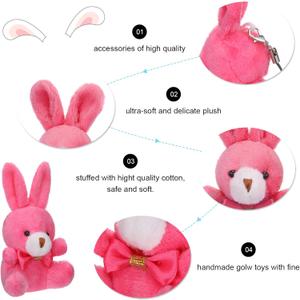 4PCS Random Mini Plush Animal Toys, Bulk Stuffed Animals Plush Keychain Set for Goodie Bag Fillers, Basket Stuffers, School Prizes, Party Supplies