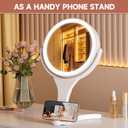 Hasipu Portable Travel Makeup Mirror with Lights 360 Rotating with 1X/10X Magnifying, Rechargeable Tabletop Handhold Hanging 3 in 1 Mirror (White)