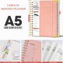 2026 Planner, Weekly and Monthly Calendar Planner from January 2026 - December 2026, 5.75" x 8.38" Hardcover Leather Hourly Appointment Book with Tabs, A5 Spiral Daily Planners for College School Work Home, Pink