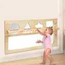 Montessori Mirror Baby Wall,Montessori 3-in-1 Shatterproof Mirror,with Wooden Pull Rods, Infant Coordination Mirror,Applicable to Kids Classroom Furniture for Daycare, Homeschool or Preschool