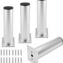 Set of 4 Furniture Legs 6 Inch, Adjustable Aluminum Alloy Cabinet Legs, Metal Round Sofa Support Foot, Adjustable Feet for Kitchen, Table, Cabinet, Shelves, 1.5 Inch Diameter(Silver)