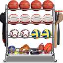 EXTCCT Basketball Rack, Rolling Basketball Shooting Training Stand,Sports Equipment Storage with Wheels, Four-Layer Organizer Holder with Two Basket for Basketballs Footballs Volleyball