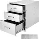 Outdoor Kitchen Drawers 18"W x 23"H x 23"D Stainless Steel Cabinets Trash Drawer/Door/Combo, for BBQ Island, Patio Grill Station, Access Door Drawers, Handle, Smooth Sliding Rail