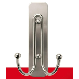 Command Large Brushed Nickel Double Hook, 1 Hook and 1 Command Strip, Damage-Free Hanging Wall Hooks with Adhesive Strips, No Tools Coat Hooks for Hanging Home Decor, Holds up to 4 lb and KingChain Security Snaps 5 pcs  3 1/8" 79.4 mm