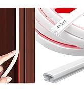 PATIKIL 49 Feet Rubber Weather Stripping Door Seal Strip, Self-Adhesive Door Insulation Weather Strip Soundproofing D Shape Seal for Frame Large Gap, White