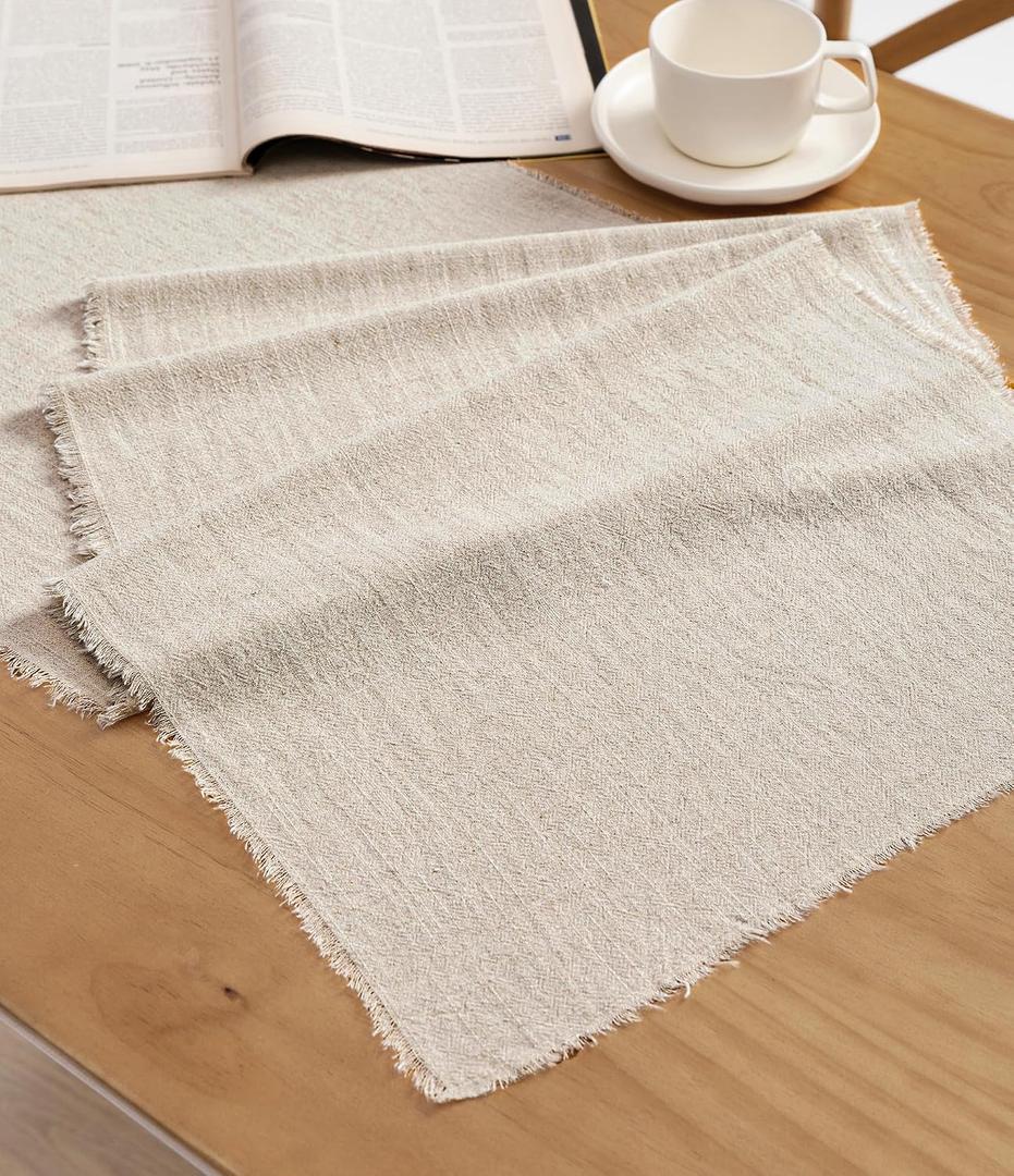 Vitalizart Beige Table Runner 14 x 72 Inches Long Slub Texture Cotton Linen Table Runner for Rustic Home Decorations Dining Room Wedding Decor Reception Bridal Shower Thanksgiving Christmas