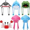 Newcotte 6 Pcs Kids Costume Hats Animal Hats Set Plush Fun Animal Headgear for Adults Teens Theme Party Christmas Halloween