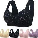 Daisy Bras for Older Women No Underwire Front Closure Comfort Senior Wireless Snap Closing Bra, Cup Size: 36C