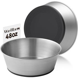 Stainless Steel Dog Bowls for Large Dogs, 48oz/6 Cups Non Slip Dog Metal Bowls, 2 Pack Food and Water Pet Bowls Heavy Duty Dishwasher Safe