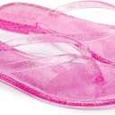 2 x Women Flip Flops Jelly Shoes Thong Sandals Flat Slides Clear Jellies Pool Slippers Bathroom Summer Beach Size 8 Ladies Non Slip Dress Comfortable Quick Drying Soft (Pink)