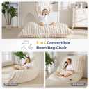 MAXYOYO Giant Bean Bag Chair with Pillow, 3 in 1 Convertible Bean Bag Chair for Adults with Washable Cover, Floor Cushion Stuffed Floor Lounger for Living Room Bedroom, Bubble Beige, Full