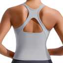 RUNNING GIRL Workout Sports Bras for Women High Impact, Racerback Molded Cup Yoga Tops with Removable Pads(3073_Grey_XXL)