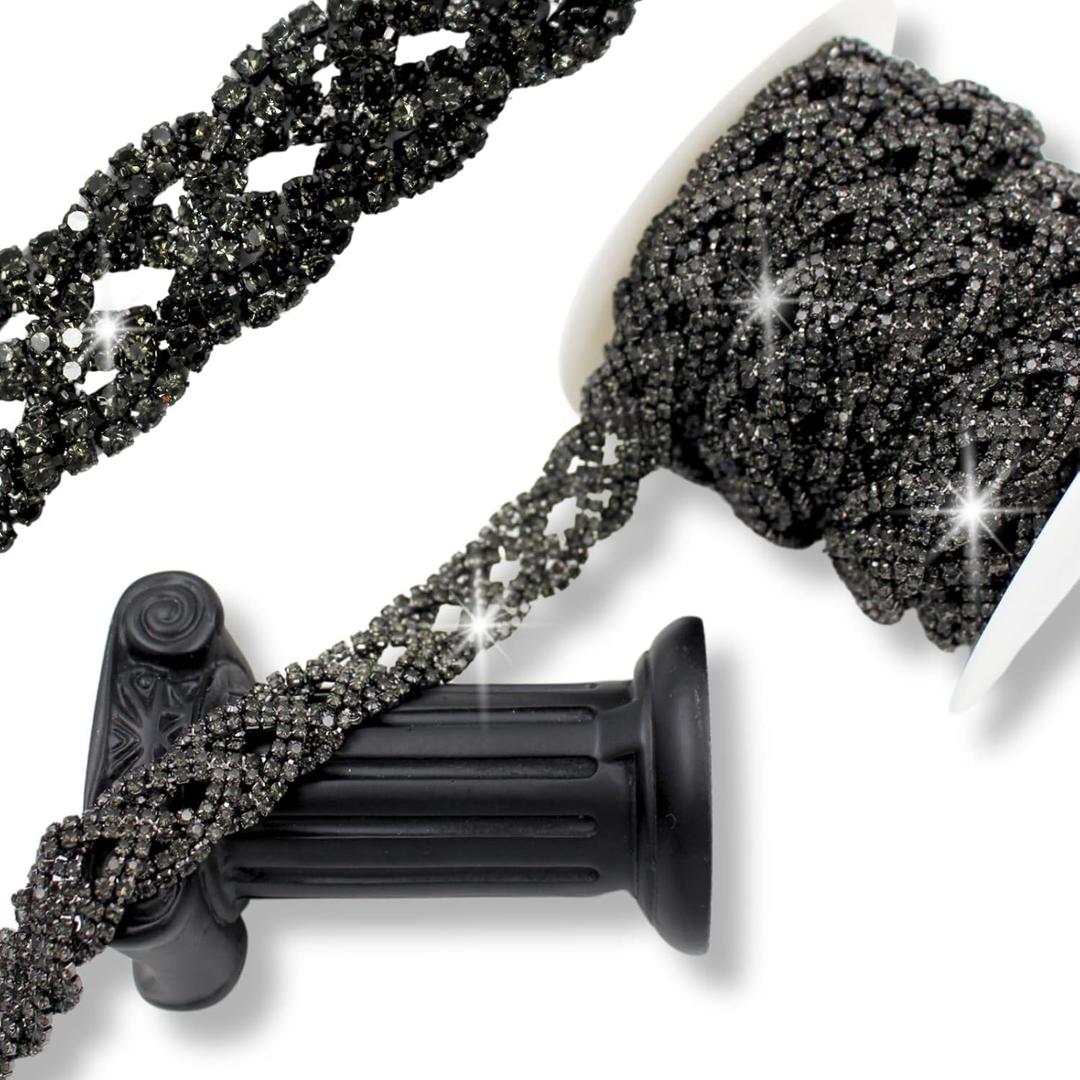 PEARLY JUN 5 Yards Rhinestone Trim Chain Black Rhinestone Stringing DIY Jewelry Wedding Party Bracelets Craft Bridal Bouquets Embellishment Accessories