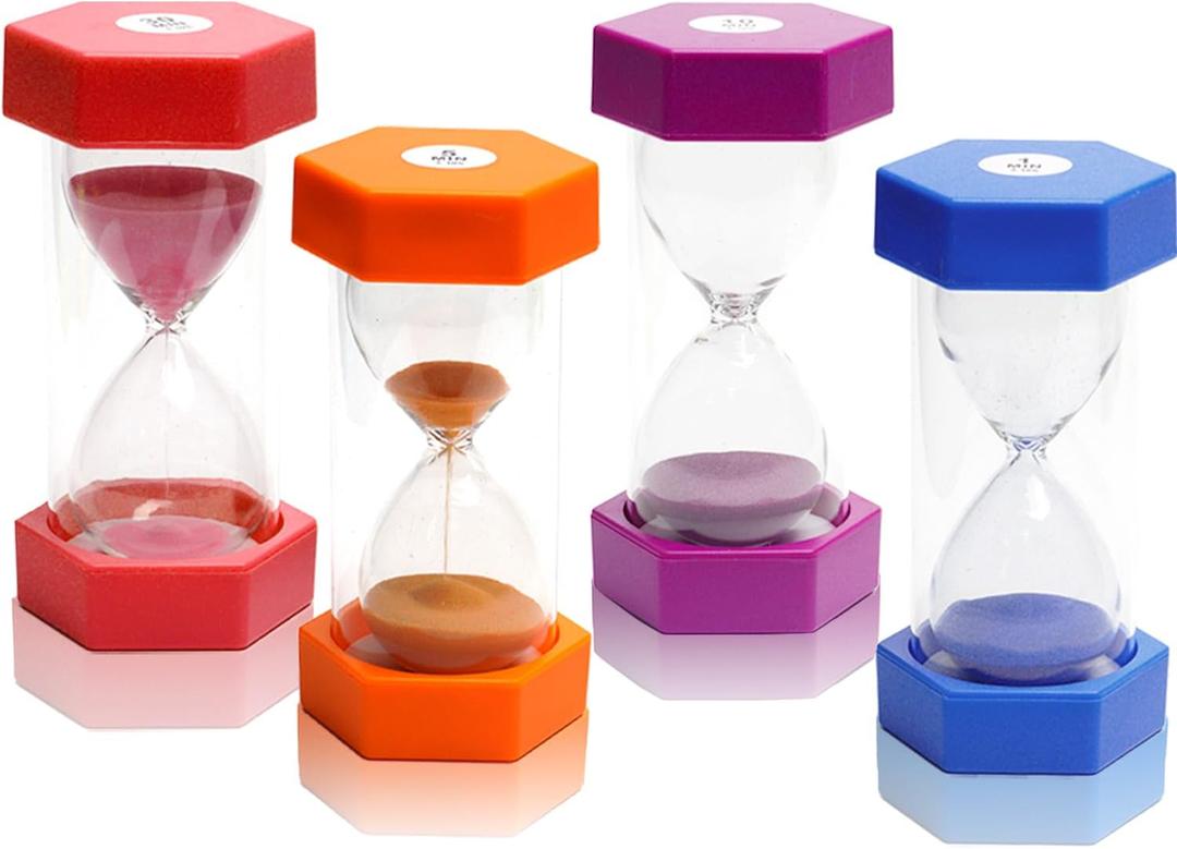 Hourglass Sand Timers Colorful Sandglass Timer Hourglass Set Sand Clock Timer Visual Sandtimer 3/5/10/20 Minutes for Kids Classroom Office Kitchen (4 Pcs)