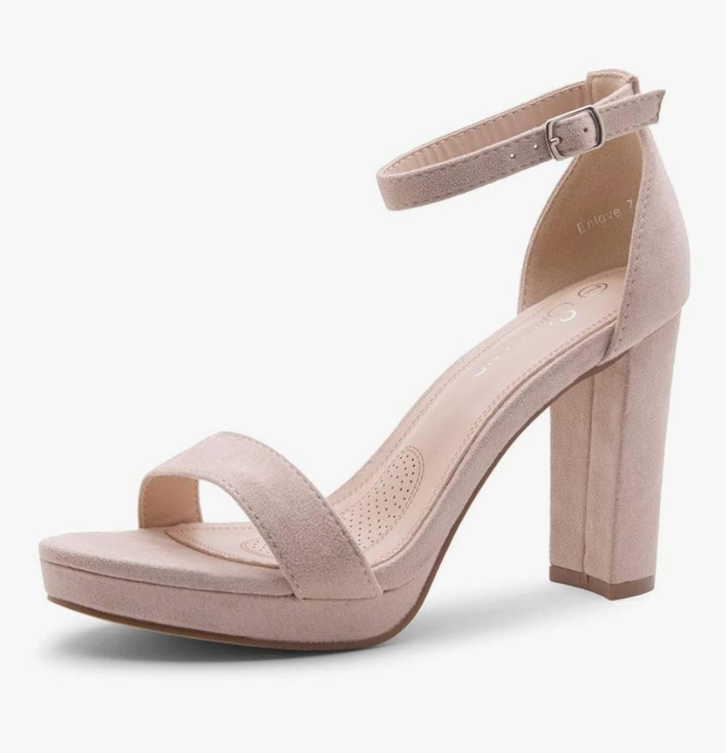 Shoe Land Women's Platform Heels - Chunky Block Heeled Sandals with Ankle Strap, Open Toe Dressy High Heels for Women, Comfortable Prom, Wedding & Party Pumps 2025, 9