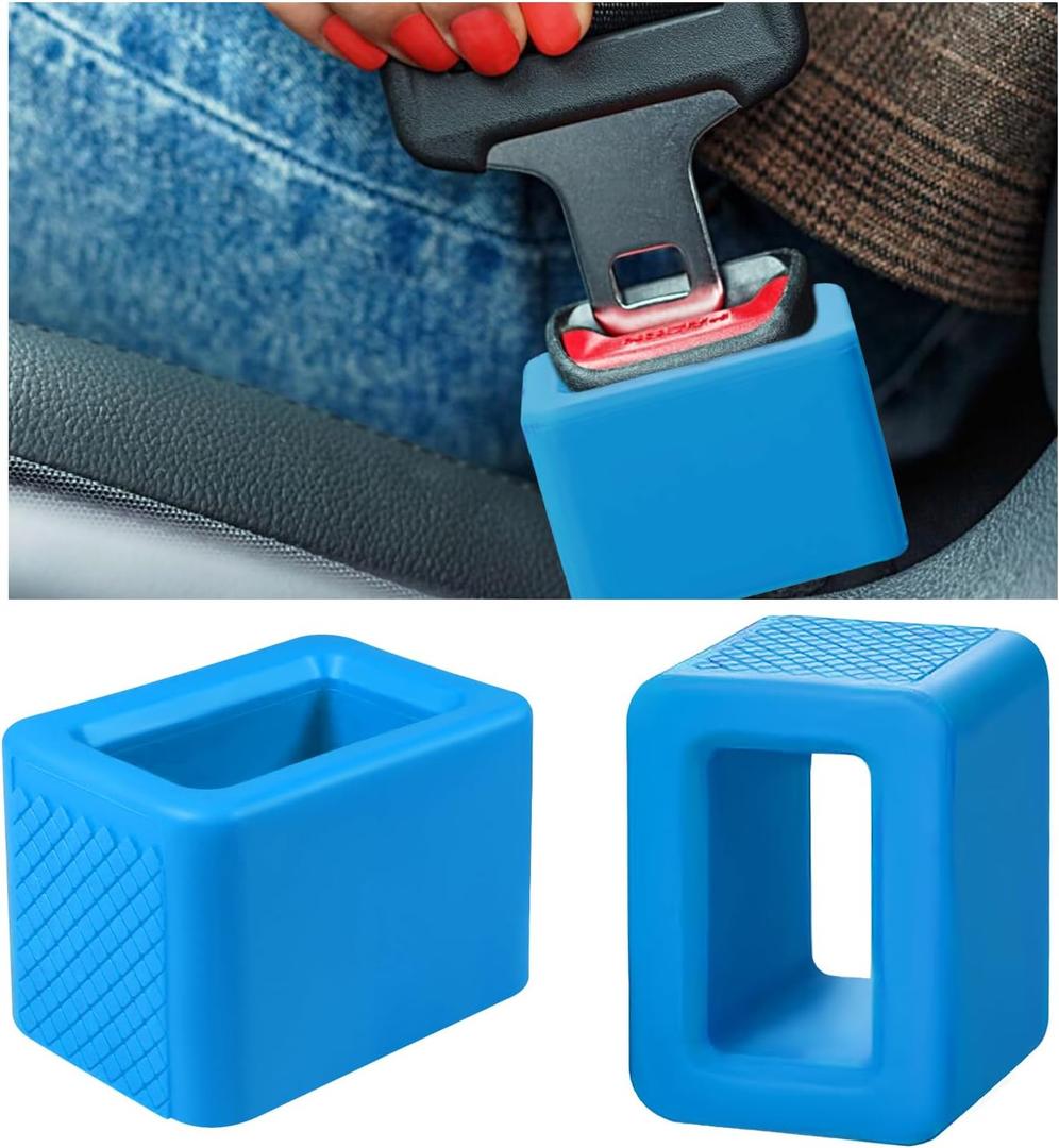 Ohleats 2 PCS Seat Belt Buckle Holder, Silicone Buckle Booster Raises Your Seat Belt for Easy Access, Buckle Cover Makes Receptacle Upright Buckling, Car Accessories for Kids (Blue)