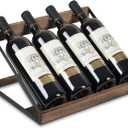 TRSPCWR Wine Rack 4 Bottle Storage Countertop, Wooden Holder Shelf Organizer for Kitchen, Table Top, Cabinet, Pantry, Home, Room Decor, Bar, Basement