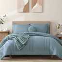 Monbix Queen Comforter Set - 7 Pieces Dusty Blue Bed in a Bag Queen Bedding Sets with Comforters, All Seasons Comforter Bed Set with Sheets, Pillowcases & Shams