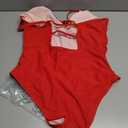 SUUKSESS Women Sexy Wrap Push Up One Piece Swimsuit Tummy Control Bathing Suit (Red, XL)