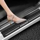 Car Door Sill Protectors Compatible with Dodge RAM 2500 Accessories- 4Pcs Door Entry Guard Scuff Sill Protector Plate- Carbon Fiber Anti-Scratch Sticker- Upgraded Full Coverage (White,2500)