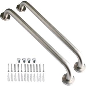 Brushed Nickel Shower Grab Bar 16 Inch - 1 1/4" Diameter, iMomwee 2 Pack Stainless Steel Safety Assist Handle, Wall Mounted Bathroom Mobility Aid Balance Support Hand Rail for Handicap Elderly Senior