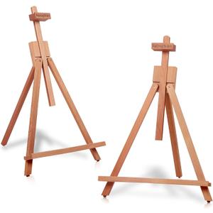 Falling in Art Beechwood 25 Tabletop Easel Display Stand Set for Painting- Holding Canvas Up to 22 1/2 Inches High, Pack of 2 Artist A-Frame Tripod with Rubber Feet, Portable Photo and Sign Holder