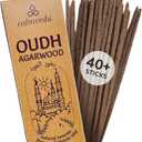 Mystic Oud Agarwood Incense Sticks - (40+Sticks, 9 inch) Thick Natural Resin Incenses Made from Assam Oudh Chips, Clean Charcoal Free | Infuse Luxury with These Exotic Oud Incense (Burn Time 45+ mins)