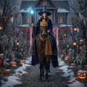 Paterr 2 Pcs Halloween Horse Scarf Hat Outfits Accessory Striped Scarf Hat for Horse Parade and Parties Costume Accessories (Red, Gold)