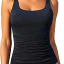 Aqua Eve Tankini Tops for Women Swimwear Top Only Tummy Control Bathing Suit Top No Bottom, Large