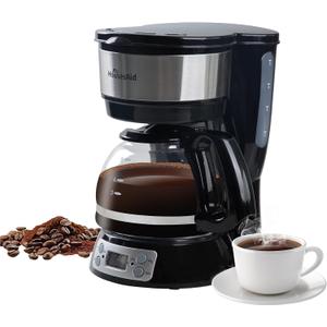5-Cup Programmable Drip Coffee Maker with Digital Timer, Glass Carafe,24-Hour Auto Brew,2-Hour Auto Shut-Off, Pause & Pour, Removable Filter Basket,Compact Coffee Machine for Home & Office
