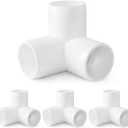 3 Way PVC Pipe Fittings 1 Inch, Zernmiarder White PVC Elbow Corner Side Outlet Tee Fitting, SCH40 Furniture Grade Pipe Connectors - Fits 1" Polyvinyl Chloride Pipes, 4 Pieces