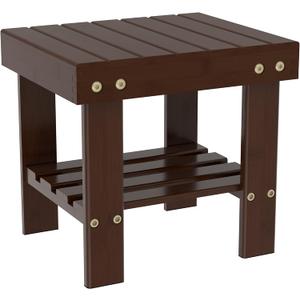 Wooden Step Stool for Kids Adults Small Wood Shower Foot Rest Stool Shaving Legs Potty Stool for Bathroom Sink Bed Kitchen Walnut