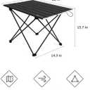 MOON LENCE Ultralight Folding Camping Table, Compact,Portable with Carry Bag, for Outdoor Cooking, Picnic, Camp, Boat, Travel (Black - M)