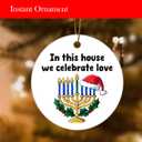 3 x Hanukkah Christmas Ornaments Gifts for Women, Jewish Chanukah Ceramic Ornament for Christmas Tree (Dark Blue)