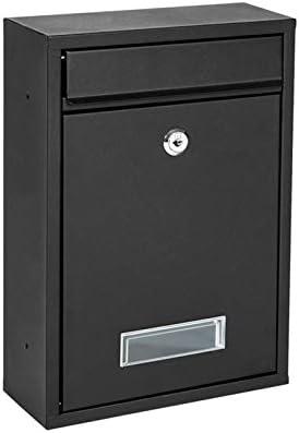 Ydocabinit Wall Mount Mailbox, Large Capacity Mailbox for House Outside with Flag Kit Galvanized Steel Rust-Proof Metal Post Drop Box, 15.74"×9.84"×4.33" Flower Hollowed Wooden Patterned Metal Sheet