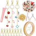 VioraWhite 213 Pcs Lip Gloss Keychain Making Kit 100 Pink Enamel Charms 32.81 ft Gold Chains for DIY Crafts Women (Stylish)