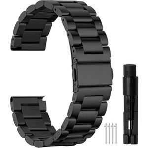 Quick Release Stainless Steel Watch Strap 20mmMetal Watch Band for Men Women, Fits Samsung Galaxy Watch 6/5/4/3,Garmin Watch,Huawei Watch, Black/Silver