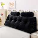 Headboard Pillow for Perfect Reading and Relaxation - Black Wedge Backrest Pillow for Bed,Daybed,and Lounging - Supportive and Stylish Long Pillow for Sitting and Sleeping King (76x8x20 Inches)