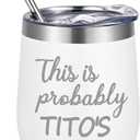 Qtencas Titos Stainless Steel Insulated Wine Tumbler, Funny Christmas Birthday Gift for Women, Coworkers Vodka Lovers, Gag Gift (12oz, White)