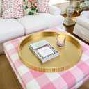 Gurfuy 24" Round Extra Ottoman Serving Tray - Rustic Wooden Table Tray for Farmhouse Decorative Oversized Coffee Table Trays Living Room Kitchen Counter Breakfast Gold
