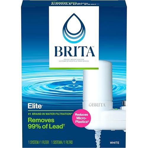 Brita Faucet Mount Water Filter for Sink, Removes 99% of Lead, Elite Advanced Filtration System, Includes 1 Replacement Filter, White