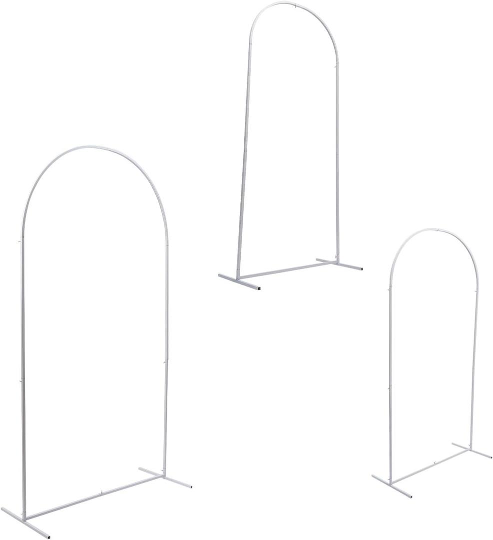 Metal Arch Backdrop Stand Set of 3, White Wedding Balloon Arch Stand, 7.2FT/6.6FT/5.9FT Arched Backdrop Frame for Birthday Party Graduation Ceremony Decoration