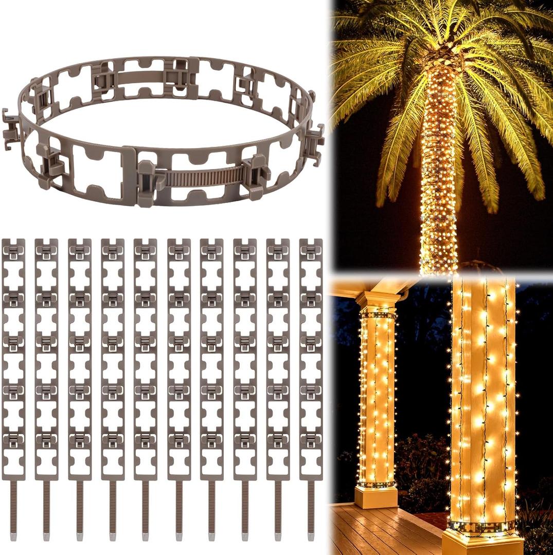 24 Pcs Christmas Light Clips Hooks for Outdoor Strip Light, No Wrap Straps for Christmas Lights, Christmass Light Mounting Clips for Easy Holiday Lighting on Trees, Columns, Porch, Deck