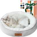 20in Washable Cat Beds for Indoor Cats - Round Donut Pet Bed for Cats, Small Dogs, Puppy, Kitten - Anti-Slip Bottom, Calming Bed Gift - Ideal for Every Home Space - Light Grey